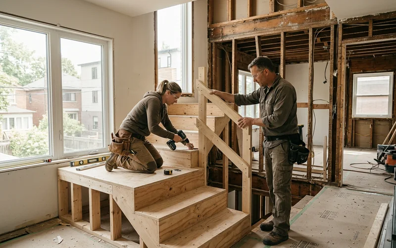 Temporary access stair during a stair replacement