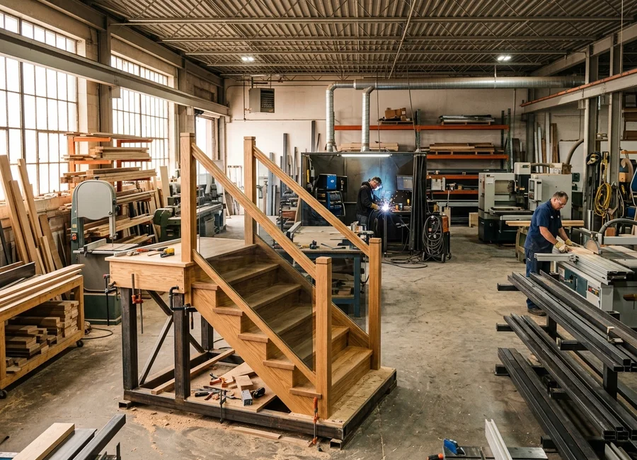 Inside the 6,000 sq ft Etobicoke stair and railing fabrication shop